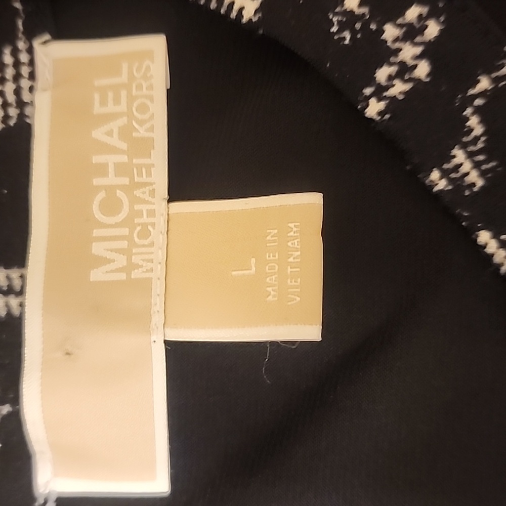 nwot Michael Kors Black Dress with Animal Print Accents Sz L - Picture 5 of 6